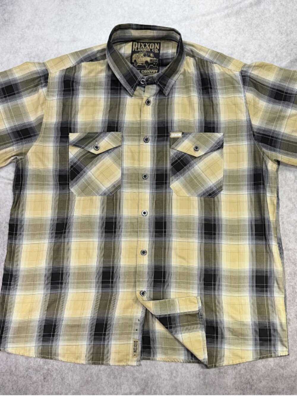 Dixxon Flannel Co The Convoy Bamboo Blend Plaid Short Sleeve Shirt Mens 3X Tan
